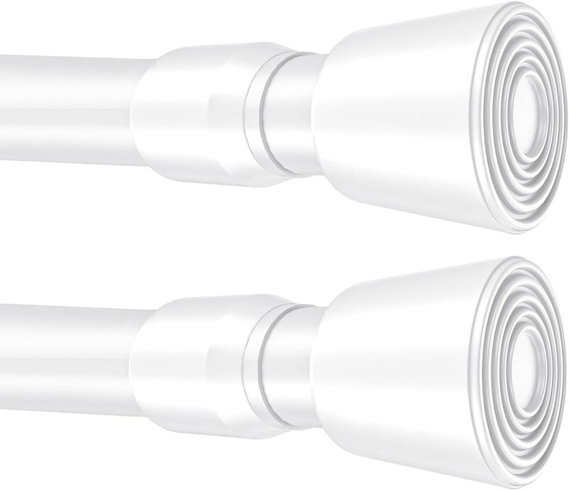 Caserry 2pcs Shower Curtain Rods Adjustable 33-59 Inches, 0.86" Diameter Spring Tension Rod No Drill, Heavy Duty Expandable Rod for Bathroom, Window, Kitchen, Closet, Room Divider, 1.2" Non-Slip Caps, White - Image 1